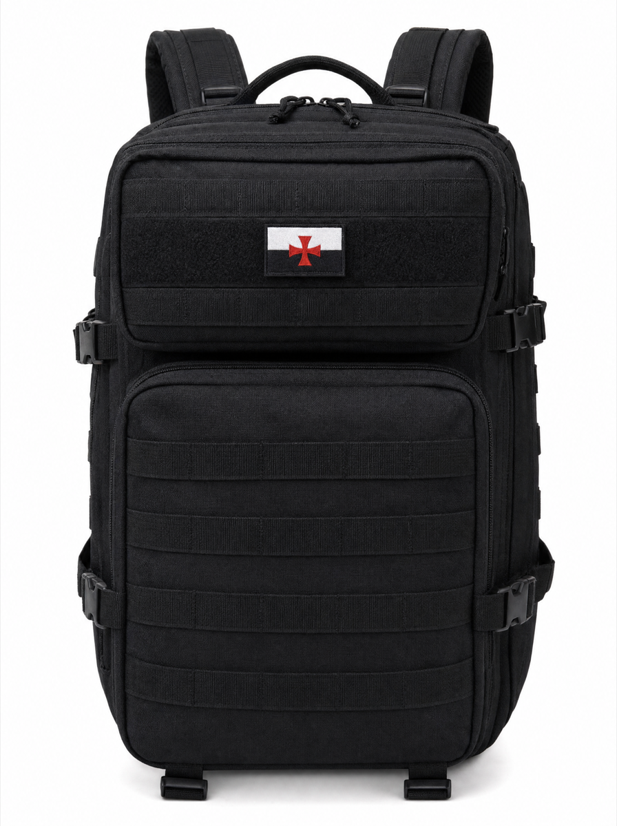Templar Flag Patch - on backpack