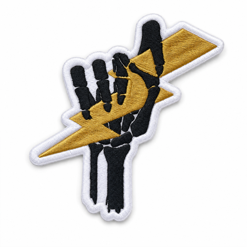Lightning Bolt Skeleton Hand Patch - front view
