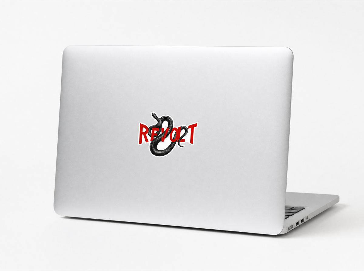 REVOLT sticker on laptop