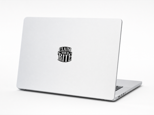 CLAIM YOUR RITE sticker on laptop