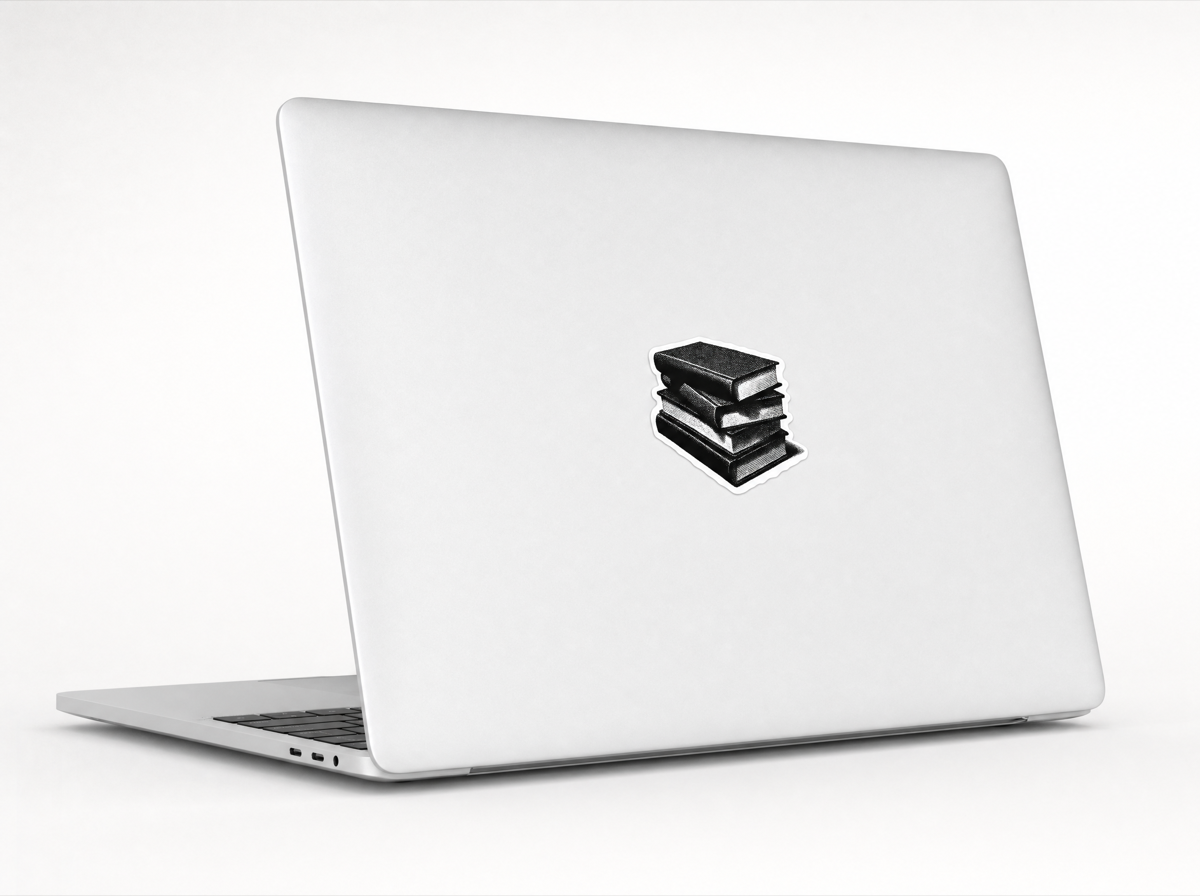 BOOKS sticker on laptop